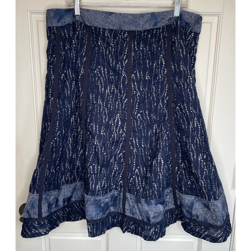 Coldwater Creek Women’s Boho Embroidered A-Line Skirt Sz 1X Cotton Lined Coastal